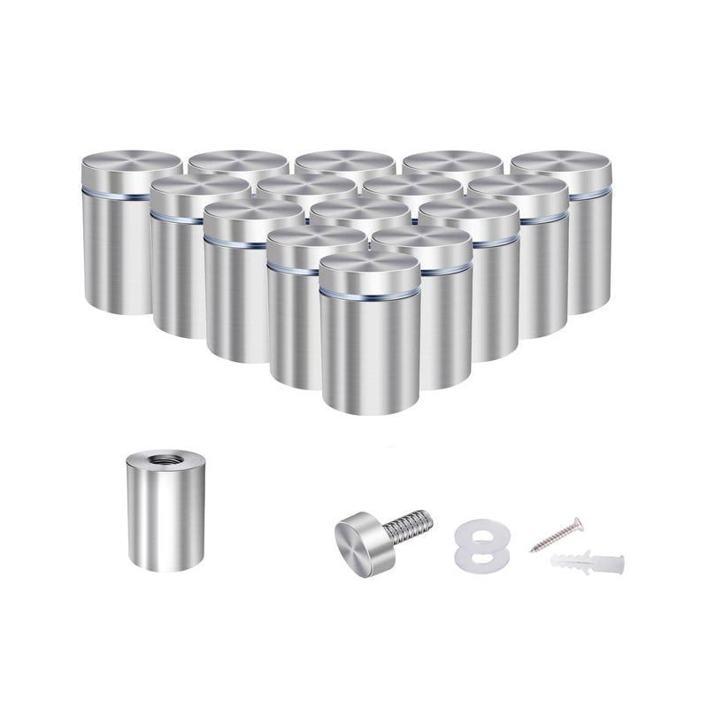 Osring 3/4” Dia x 4/5” L Standoffs Screws for Acrylic, Silver Sign Standoff Wall Mounts Hardware 16 Pack, Stainless Steel Advertising Nails Holder for Glass Board and Signage - Image 1